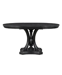 Streamdale Furniture Retro 5-Piece Dining Set - Extendable Round Table & 4 Chairs (Black Oak)