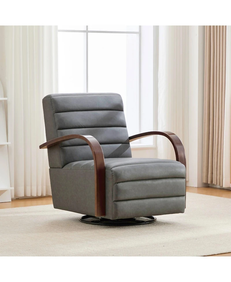Streamdale Furniture 30.7" Swivel Accent Chair - Tufted Lounge Reading Chair - Gray
