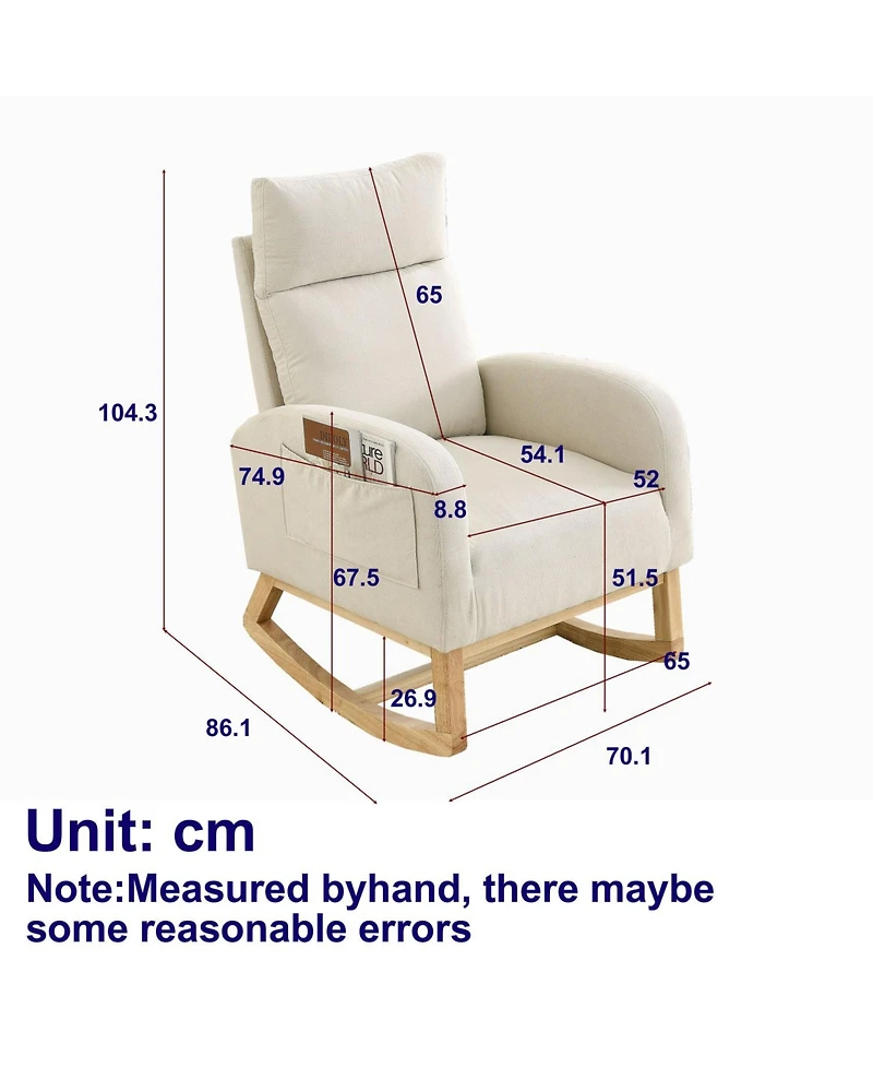 Streamdale Furniture 27.6" Modern Rocking Chair with High Back & Pockets