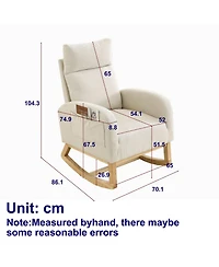 Streamdale Furniture 27.6" Modern Rocking Chair with High Back & Pockets