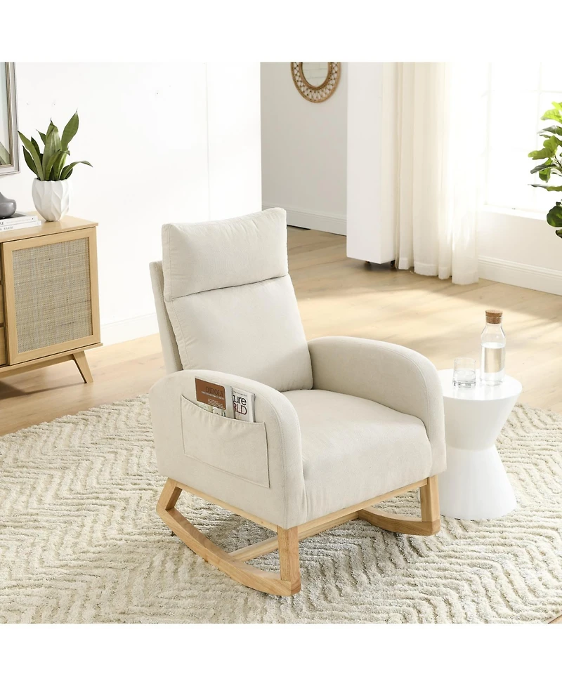 Streamdale Furniture 27.6" Modern Rocking Chair with High Back & Pockets