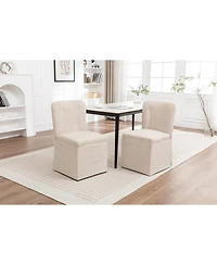 Streamdale Furniture Linen Dining Chairs Modern Fabric Side Chairs Padded Seat Set of 2 (Beige)