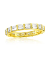 Suzy Levian New York Sterling Silver Double Baguette Cubic Zirconia Eternity Band (3 mm)
