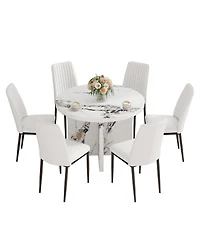 Streamdale Furniture 7-Piece Dining Set 42" Round Table & 6 Upholstered Chairs
