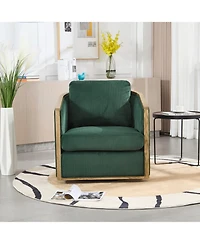Streamdale Furniture Corduroy Swivel Barrel Chair for Living Room (Emerald