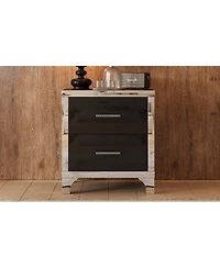 Streamdale Furniture Elegant High Gloss Nightstand with Metal Handle,Mirrored Bedside Table 2 Drawers