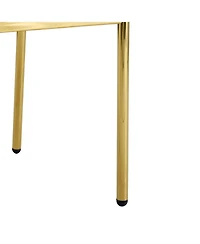 Streamdale Furniture 39.7" Glass Dining Table & 4 Pu Chairs - Gold Legs