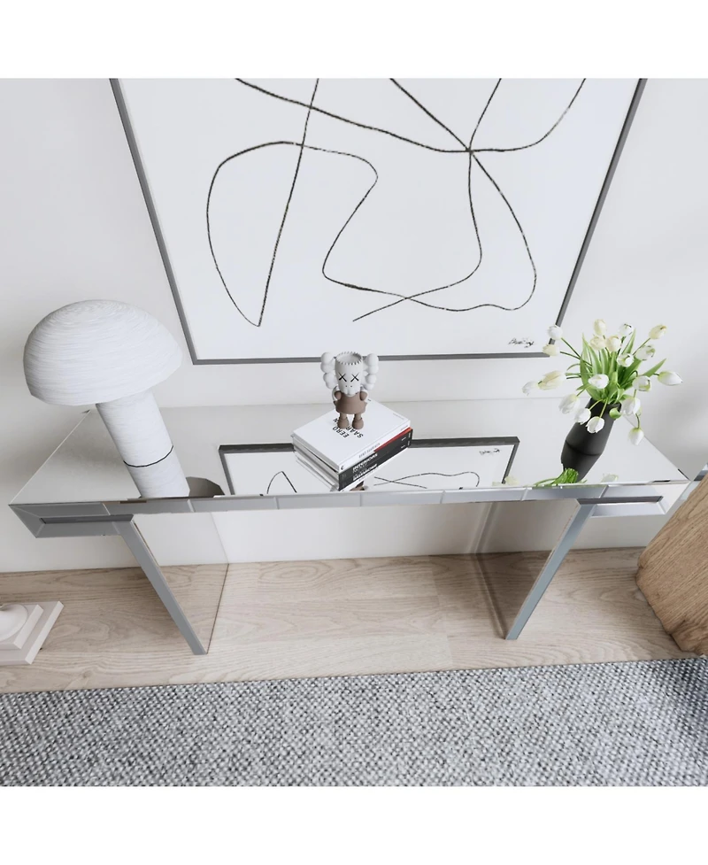 Streamdale Furniture Luxury Fluted Mirror Console Table