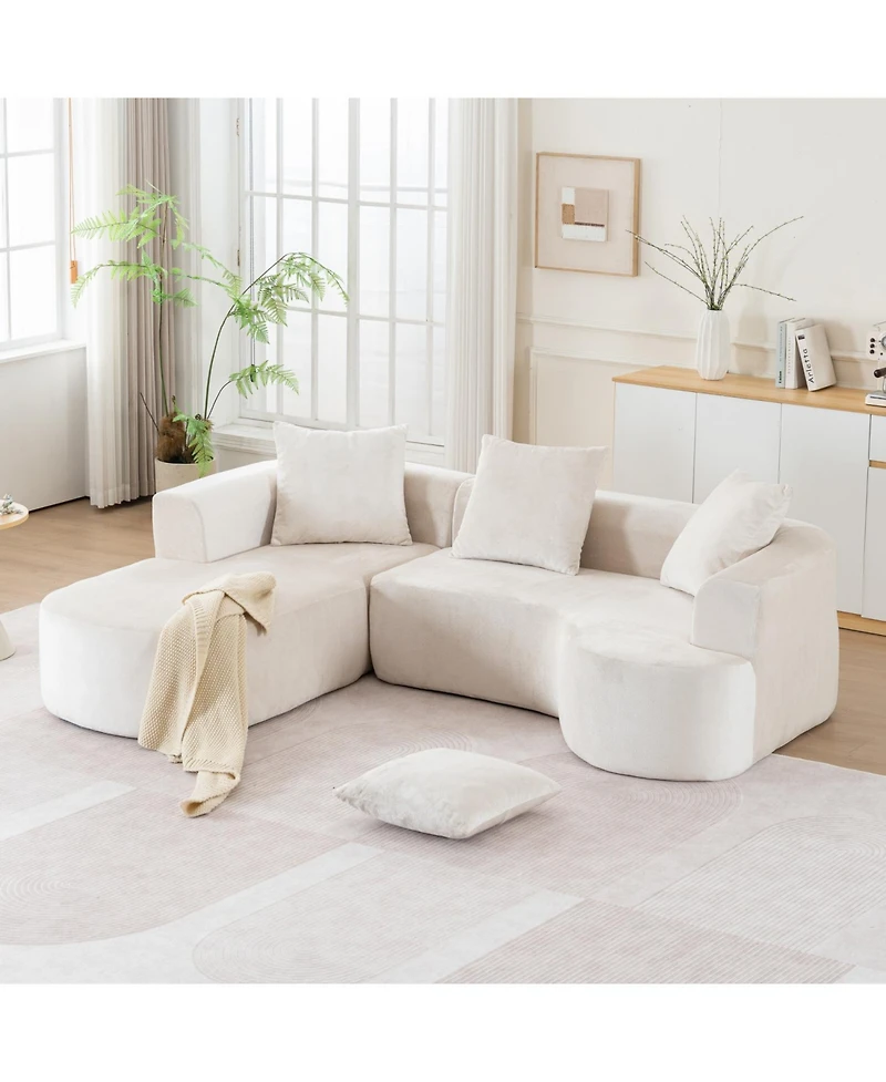 Streamdale Furniture Modular Sectional Sofa L-Shape Chaise Beige Corduroy