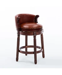 Streamdale Furniture Cow Leather Swivel Bar Stool - 26" Seat Height (Brown)