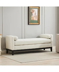 Streamdale Furniture Elegant Ivory Boucle Upholstered Bench with Bolsters