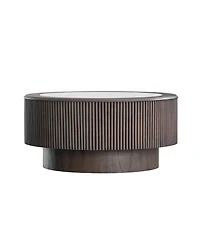 Streamdale Furniture Marble Pattern Coffee Table Set - Round End Tables, Dark Brown