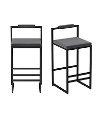 Streamdale Furniture Velvet Bar Stools Set of 2, Counter Height, Black & Gray