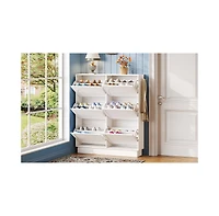 Streamdale Furniture Streamdale Elegant Narrow Shoe Cabinet with 6 Drawers & Hooks