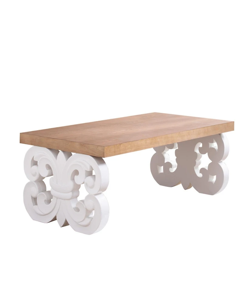 Streamdale Furniture Ornate Wood Coffee Table - Farmhouse Style, Carved Base.