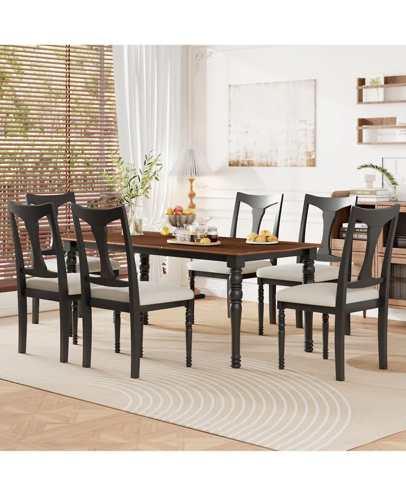 Streamdale Furniture Extendable Dining Table Set with 6 Upholstered Chairs