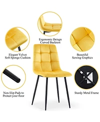 Streamdale Furniture Mid Century Modern Yellow Velvet Dining Chairs Set Of 2 For Kitchen, Living Room