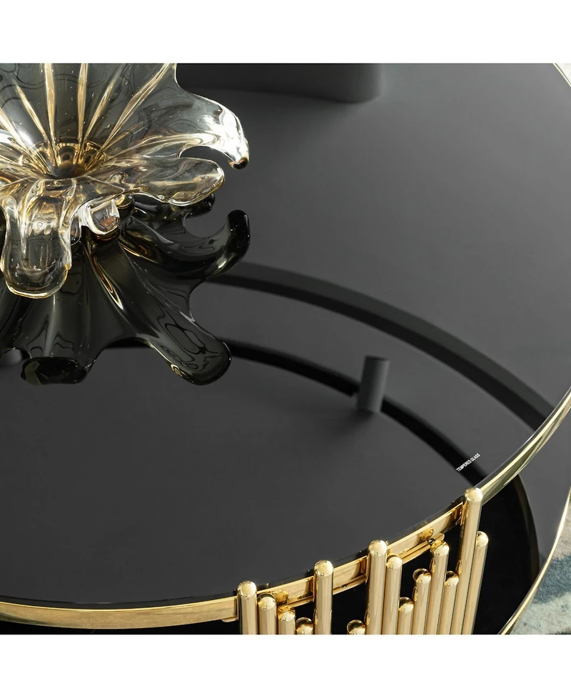 Streamdale Furniture Glass Top Round Coffee Table