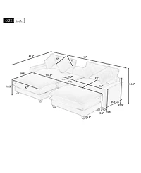 Streamdale Furniture 111" Chenille Sectional Sofa w/ Ottomans, Usb, Cup Holders & Storage