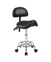 Streamdale Furniture Ergonomic Saddle Stool with Back & Foot Rest, Rolling Adjustable Swivel Chair