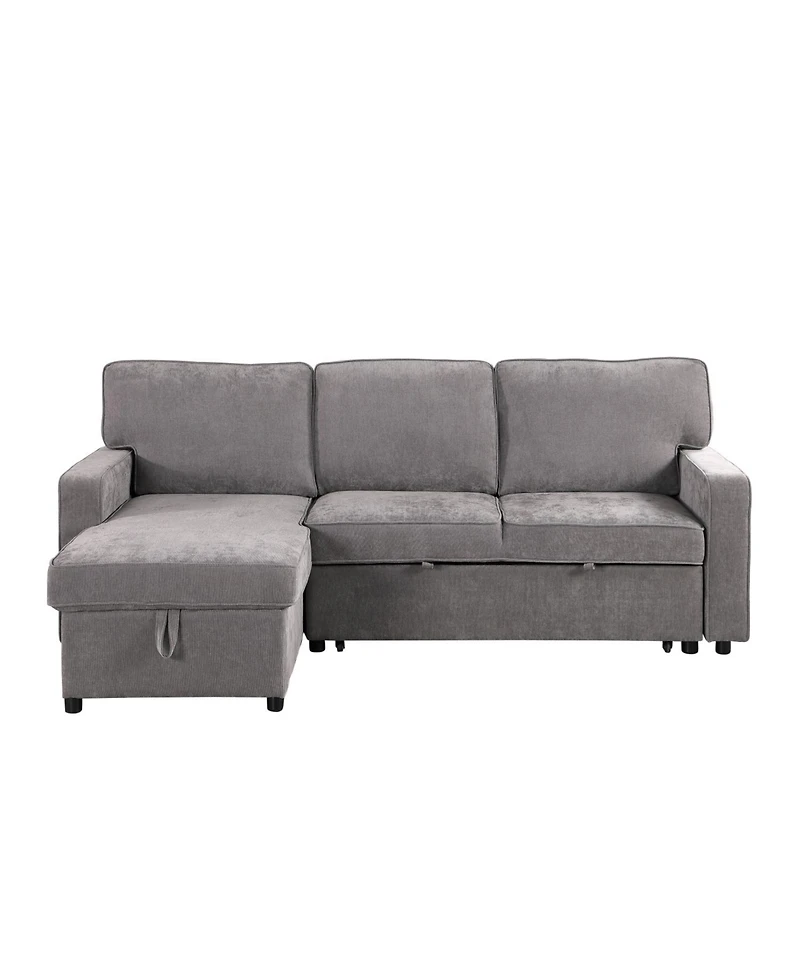Streamdale Furniture Grey Sectional Sleeper Sofa with Storage, Usb & Cup Holders