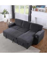 Streamdale Furniture Upholstery Sleeper Grey Sectional Sofa with Storage Space