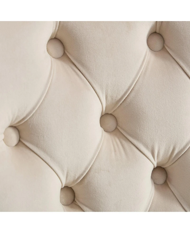 Streamdale Furniture Mid-Century Tufted Velvet Dining Chairs, Lion Head Ring, Gold Legs, Blue, 2-Pcs