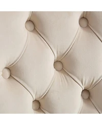 Streamdale Furniture Mid-Century Tufted Velvet Dining Chairs, Lion Head Ring, Gold Legs, Blue, 2-Pcs