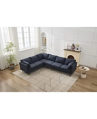 Streamdale Furniture 106" Sectional Sofa Couch Set, L-Shaped, 6-Seat, Linen with Metal Legs
