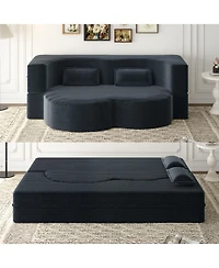 Streamdale Furniture Streamdale Corduroy Foam Sleeper Sofa Bed with Pillows