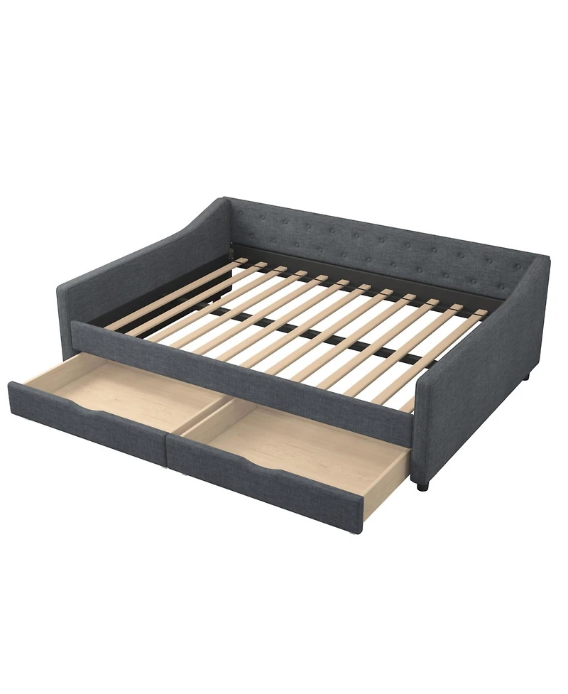 Streamdale Furniture Upholstered Daybed with Drawers & Tufted Back