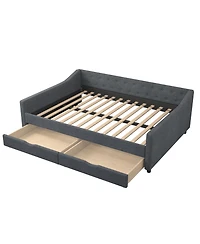 Streamdale Furniture Upholstered Daybed with Drawers & Tufted Back