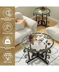Streamdale Furniture Streamdale 3-Piece Glass Coffee Table Set- Modern Metal Frame, Easy Clean