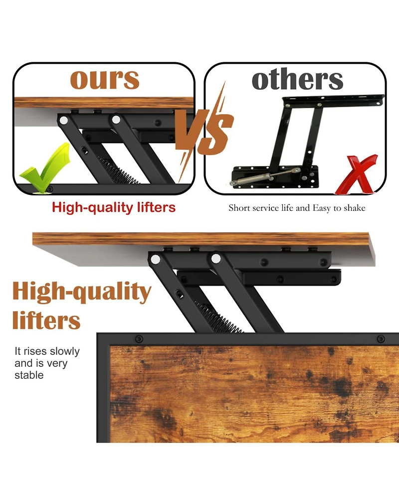 Streamdale Furniture Streamdale Farmhouse Lift Top Coffee Table - Adjustable Height, Storage, Hidden Compartment