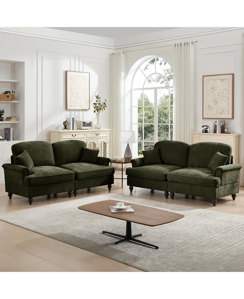 Streamdale Furniture Streamdale Modular Sofa Set, Flared Arms, Removable Skirts, Spindle Legs
