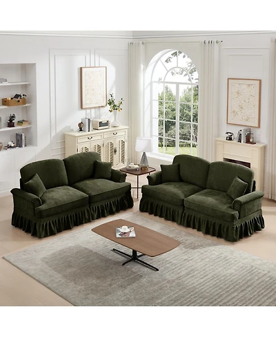 Streamdale Furniture Streamdale Modular Sofa Set, Flared Arms, Removable Skirts, Spindle Legs