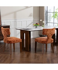 Streamdale Furniture Mid Century Modern Dining Chairs (Set of 2), Orange Linen Fabric