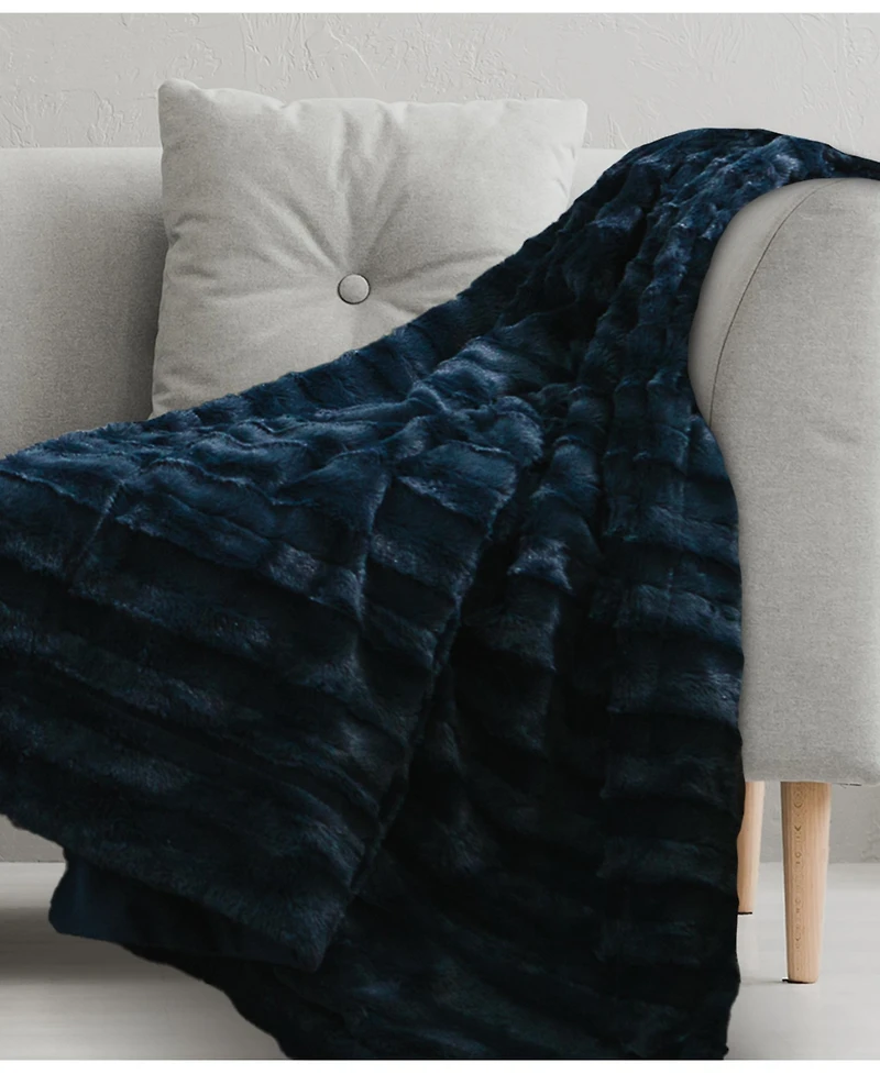 Cheer Collection Ultra Soft Faux Fur to Microplush Reversible Oversized Throw, 86" x
