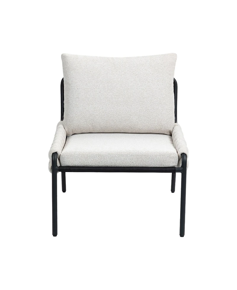 Streamdale Furniture Modern Accent Chair with Braided Upholstery and Metal Frame, Comfortable Armchair for Living Room (Beige