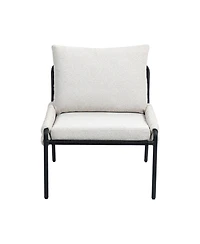 Streamdale Furniture Modern Accent Chair with Braided Upholstery and Metal Frame, Comfortable Armchair for Living Room (Beige