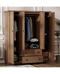 Streamdale Furniture 4 Door Wardrobe Armoire Closet with 2 Drawers