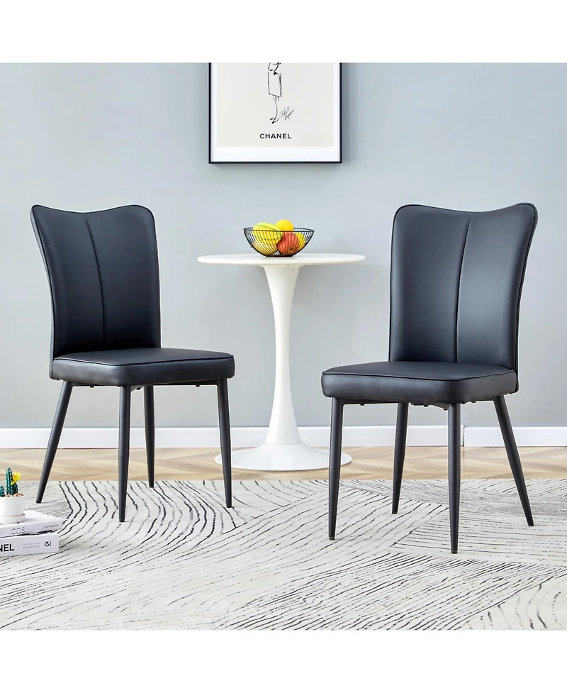 Streamdale Furniture Modern Black Pu Chairs - Set of Two