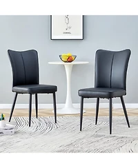 Streamdale Furniture Modern Black Pu Chairs - Set of Two