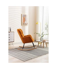 Streamdale Furniture 050-Teddy Fabric Rocking Gilder Nursery Chair For Living Room Indoor Caramel