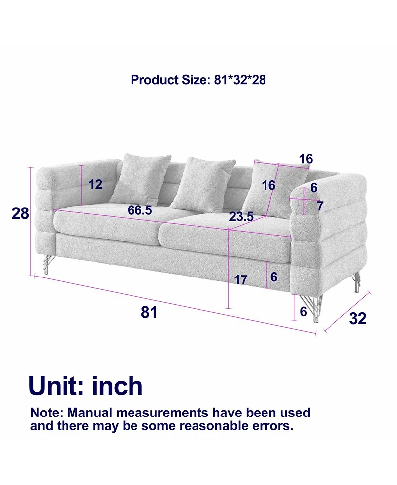 Streamdale Furniture 3-seater + 3-seater Combination sofa.White teddy(Ivory)