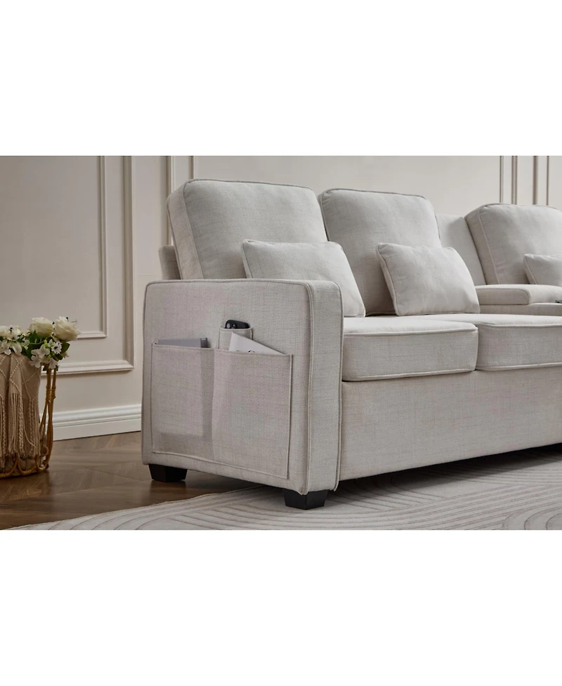 Streamdale Furniture 114" Sofa w/ Console, Cupholders, Usb Ports