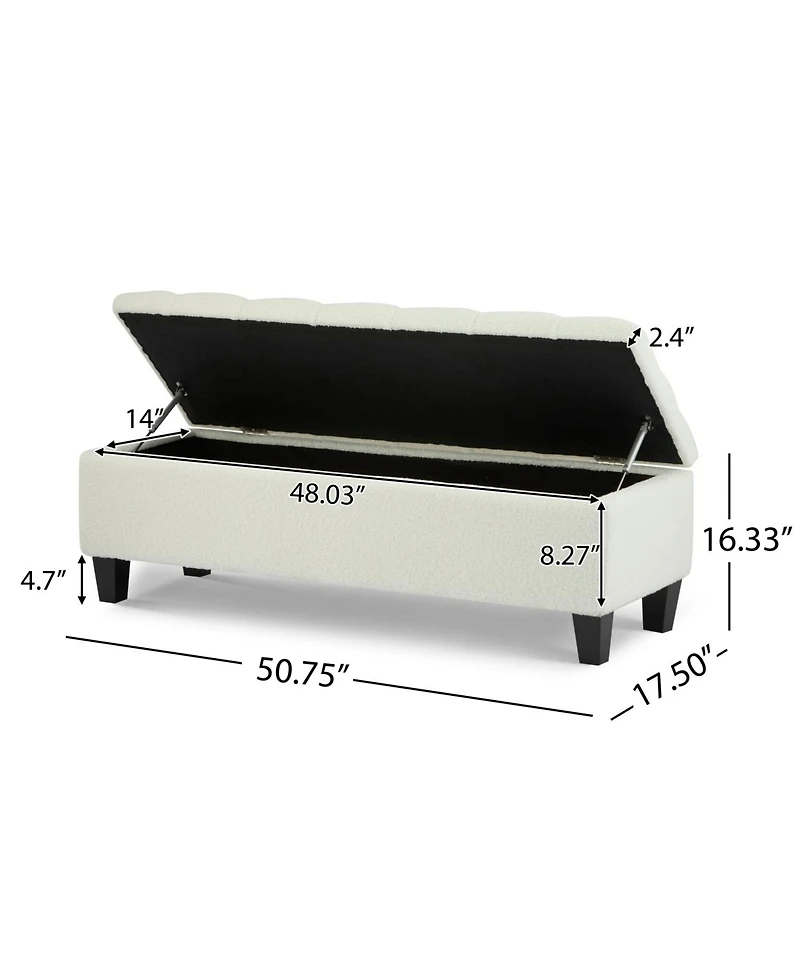 Streamdale Furniture Streamdale Beige Boucle Ottoman Bench with Storage - 300 lbs Capacity