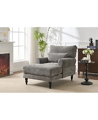 Streamdale Furniture Streamdale Modern Grey Chaise Lounge Sofa Recliner