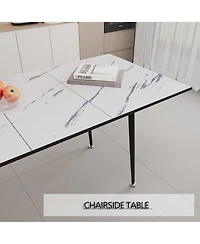 Streamdale Furniture Streamdale Extendable White Dining Table & Brown Suede Chair Set (4-Piece