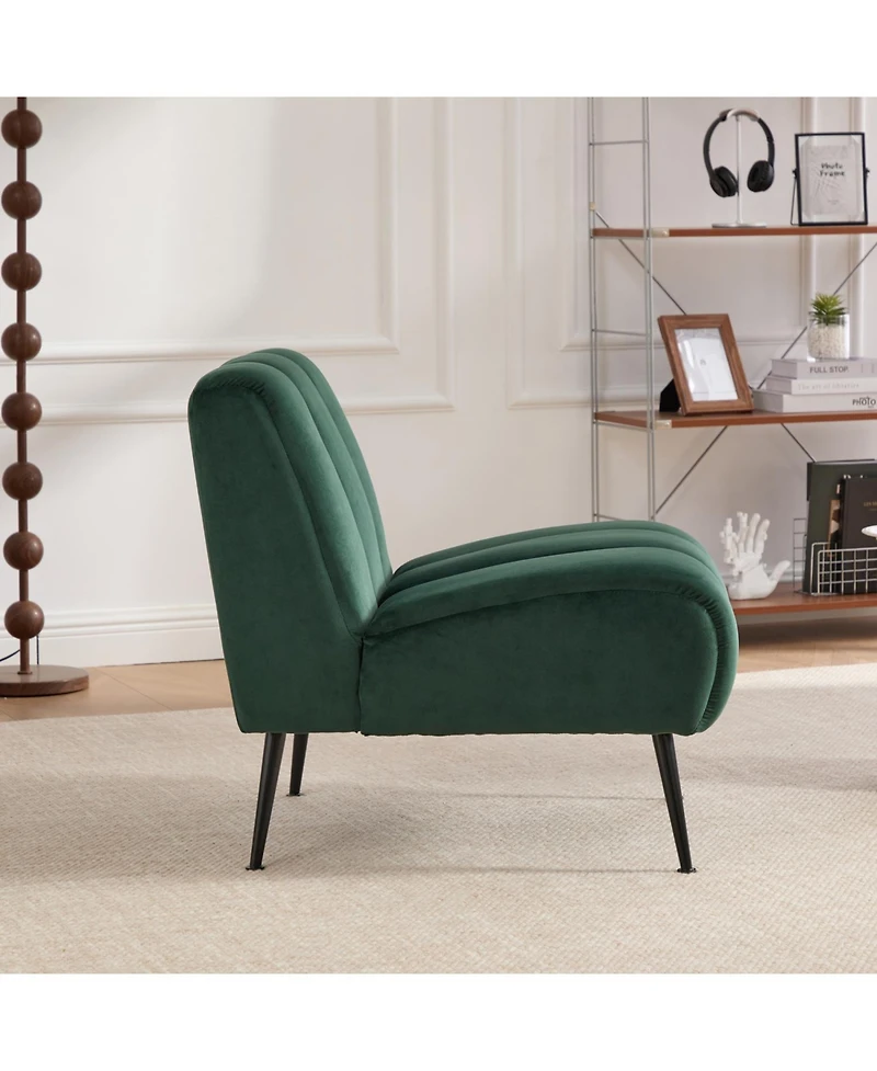 Streamdale Furniture Modern Green Velvet Accent Chair with Black Legs
